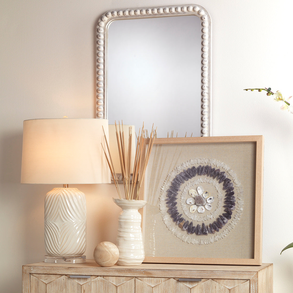 Audrey Beaded Rectangle Mirror