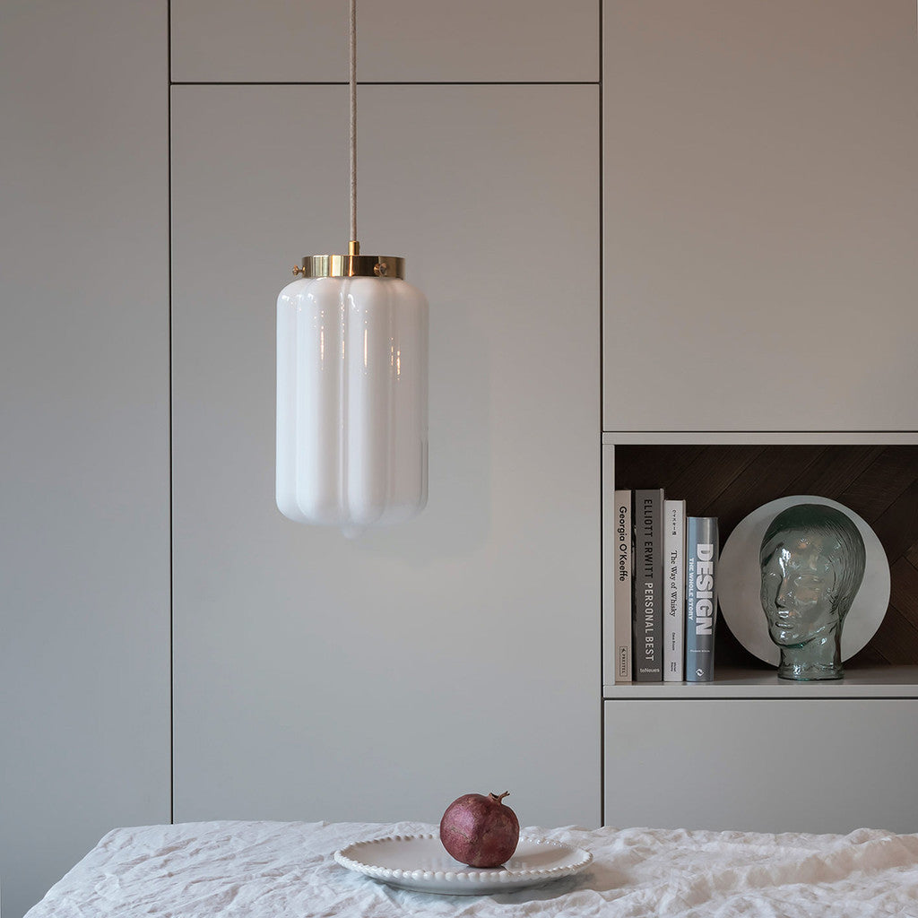 Glass Pendant Light Opaline Deco - hadleyjameslighting