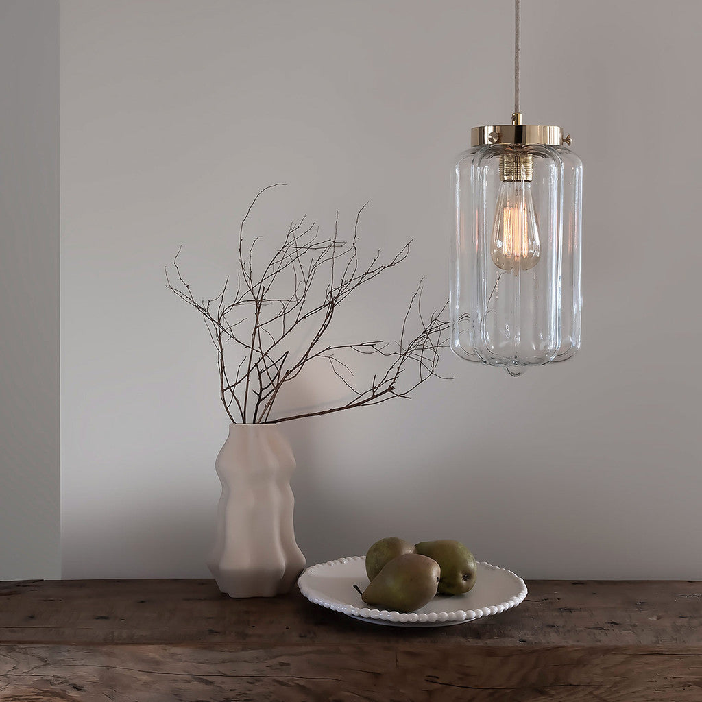 Glass Pendant Light Clear Deco - hadleyjameslighting